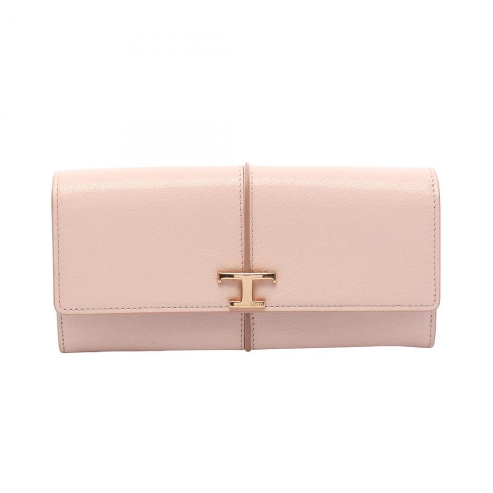 Tod's T-Timeless Bi-fold Long Wallet, Leather, Women's, Pink